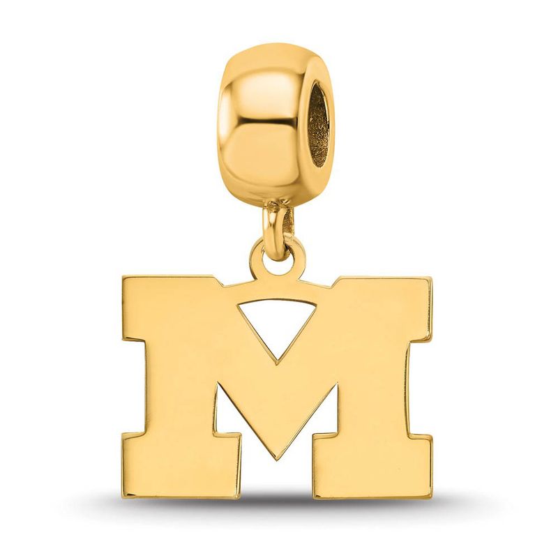 14k Gold Plated Silver Univ. Of Michigan Small Dangle Bead Charm